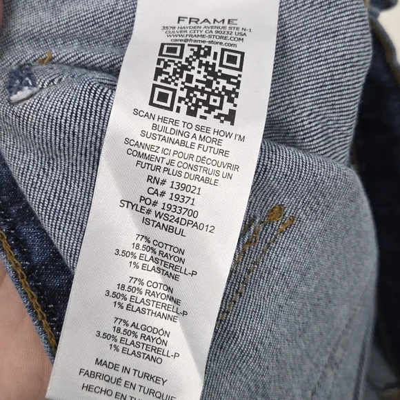 Frame Istanbul Braided High Waist Crop Mini Bootcut Jeans Medium Wash Size 29 - Picture 7 of 7